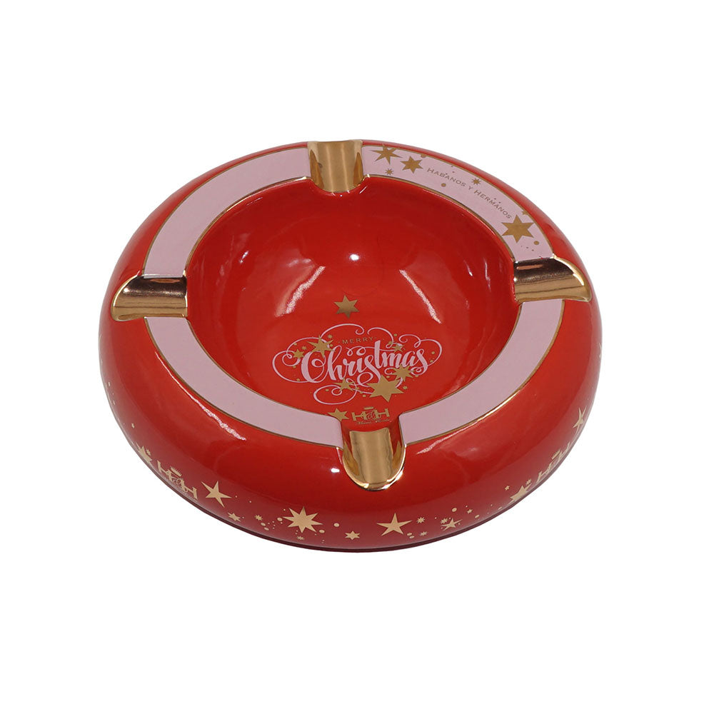 Ashtray Christmas on Red – Rounded Ceramic Design