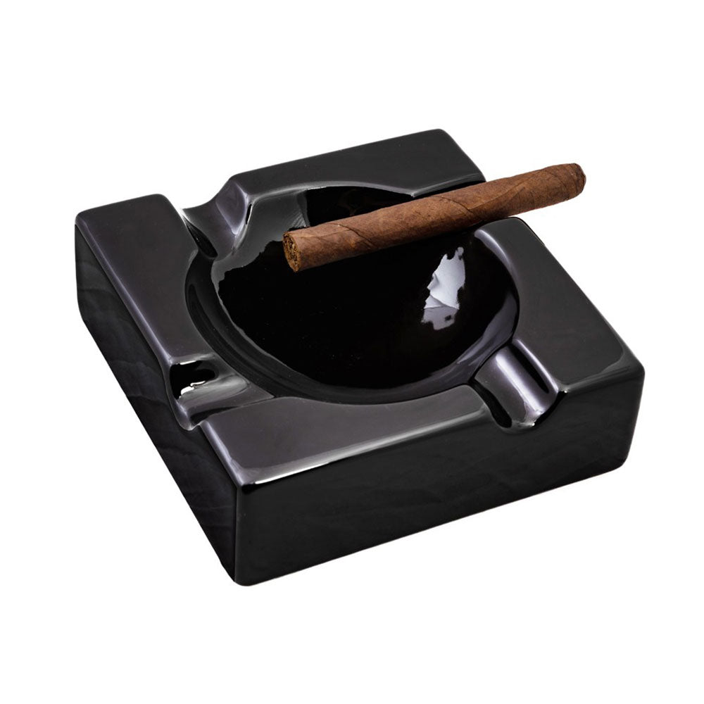 Large High Gloss Black Ceramic Ashtray
