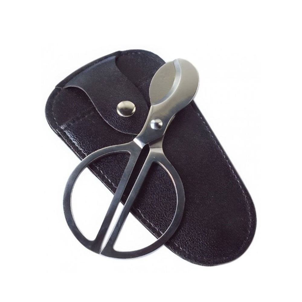 Premium Stainless Steel Cigar Scissors with Black PVC Leather Pouch