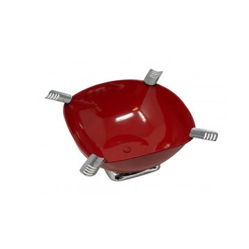 Smokin Ash Quadrangle Square Ashtray – Powder Coat Gloss Metallic Red