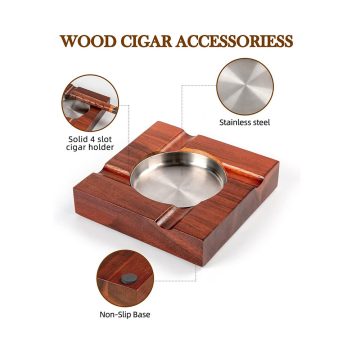 Wood Grain Cigar & Cigarette Ashtray – Indoor & Outdoor Use