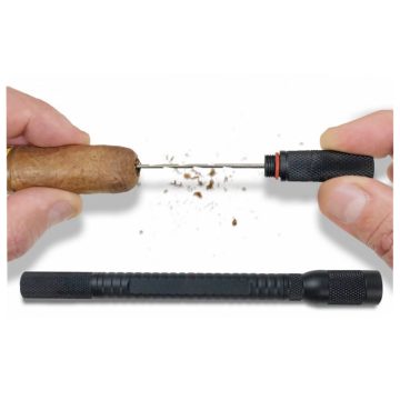 4-in-1 Cigar Draw Tool with Nubber & Dual Punch Cutters – Anodized Black