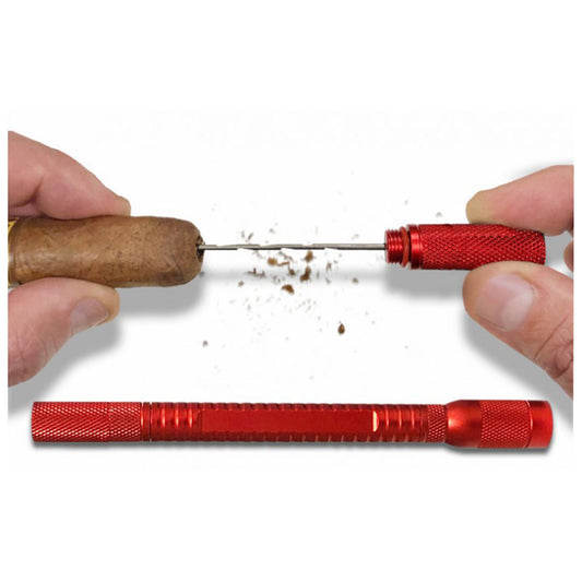4-in-1 Cigar Draw Tool with Twin Nubber & Dual Punch Cutters – Candy Apple Red