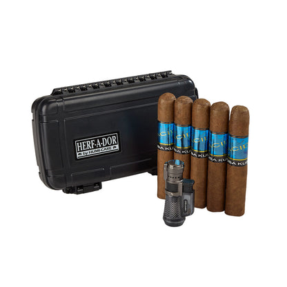 Coffret de voyage ACID Kuba Kuba – Cave à cigares Herf-a-dor, briquet Vertigo et paquet de 5 cigares