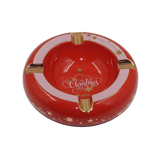 Ashtray Christmas on Red – Rounded Ceramic Design