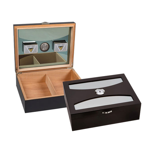 Delano 100 Ct. Black Humidor with UV Glass
