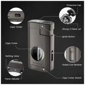 Lumina Torch with v-cut – black stone