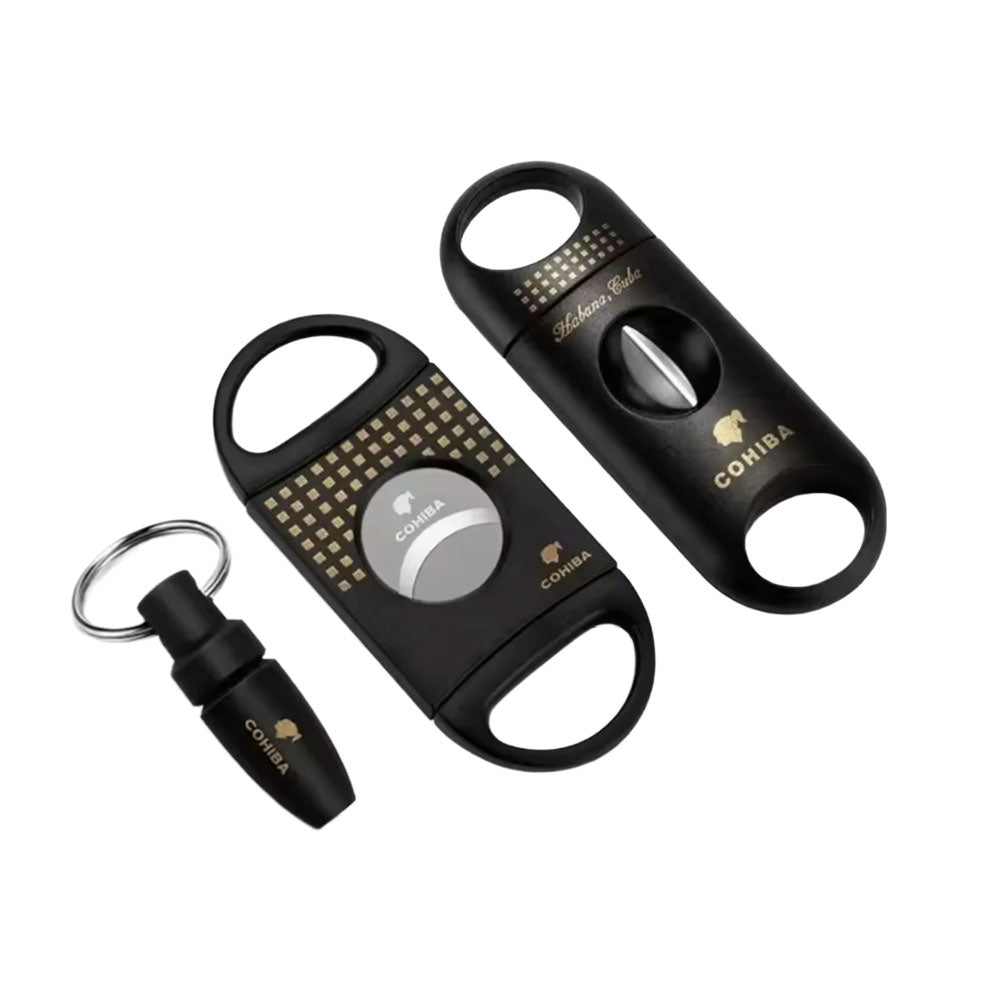 Luxury Cigar Cutter Set – V-Cut, Guillotine & Punch – Black