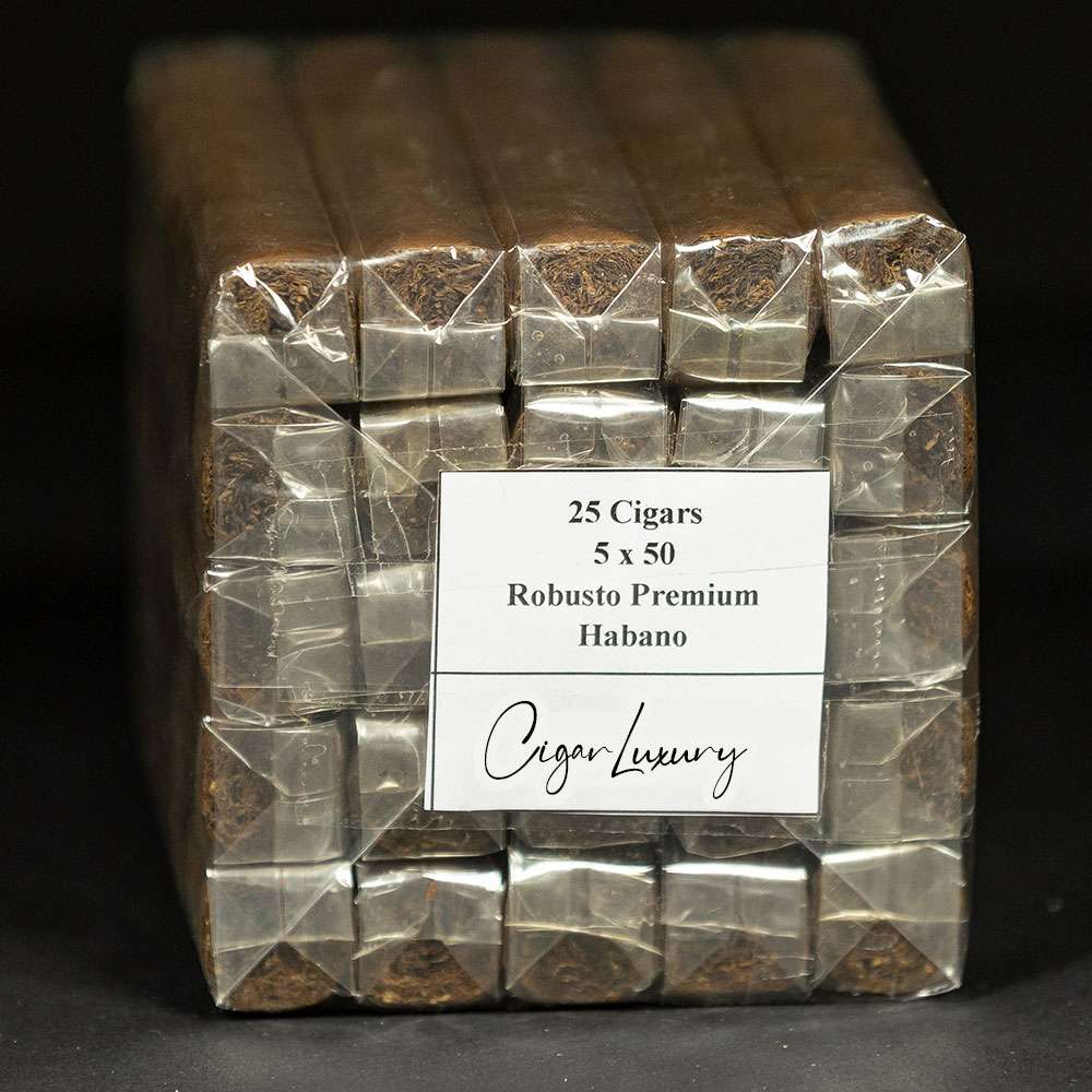 Robusto Premiumᐩ Habano – 5×50 avec cellophane.