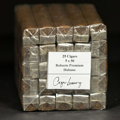 Robusto Premiumᐩ Habano – 5×50 avec cellophane.