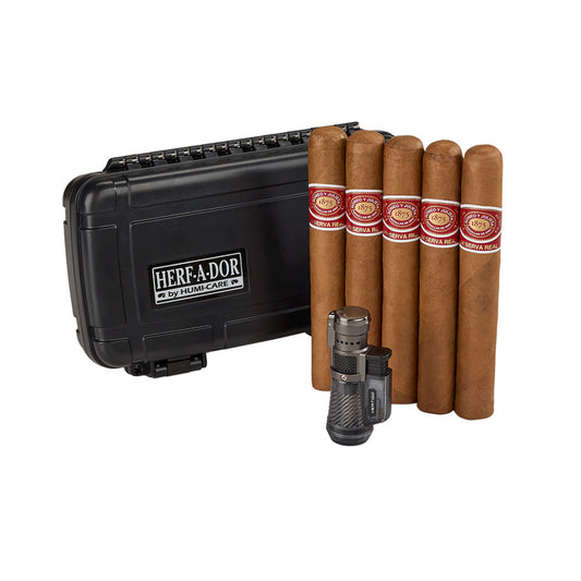 Romeo y Julieta Reserva Real Travel Set – Herf-a-dor Humidor, Vertigo Lighter & 5-Pack Toro Cigars