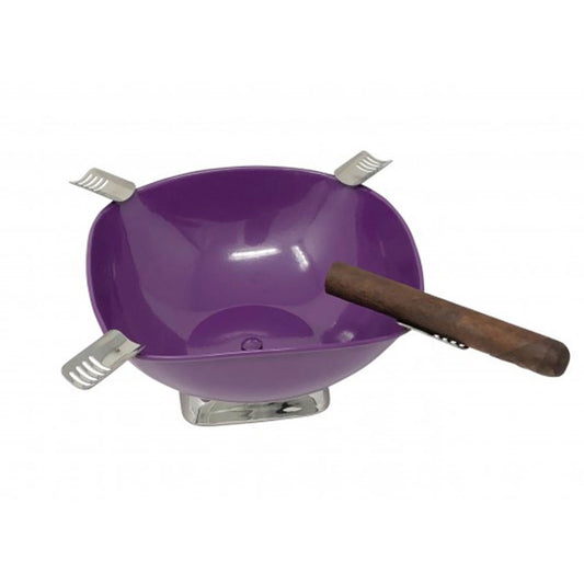 Smokin Ash Quadrangle Square Ashtray – Powder Coat Gloss Metallic Purple