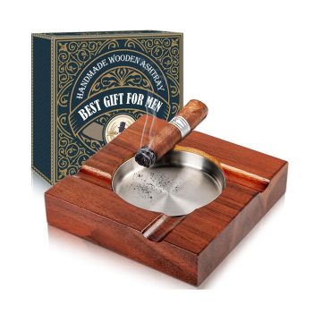 Wood Grain Cigar & Cigarette Ashtray – Indoor & Outdoor Use